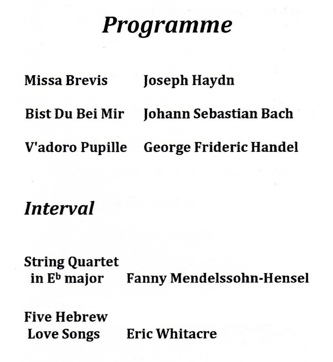Concert Programme